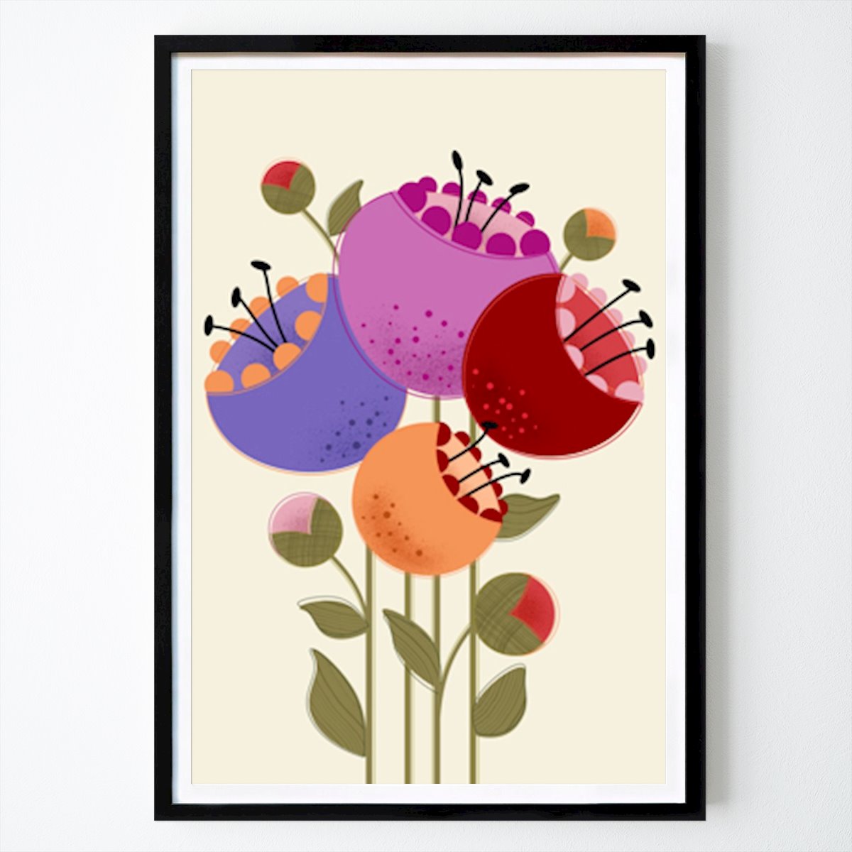Retro & Vintage Poster: Bold, Colorful Blooms by Ania Wieclaw