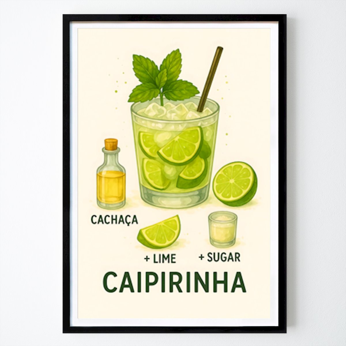 Art Affiche: Boisson cocktail Caipirinha par Jeff Creative