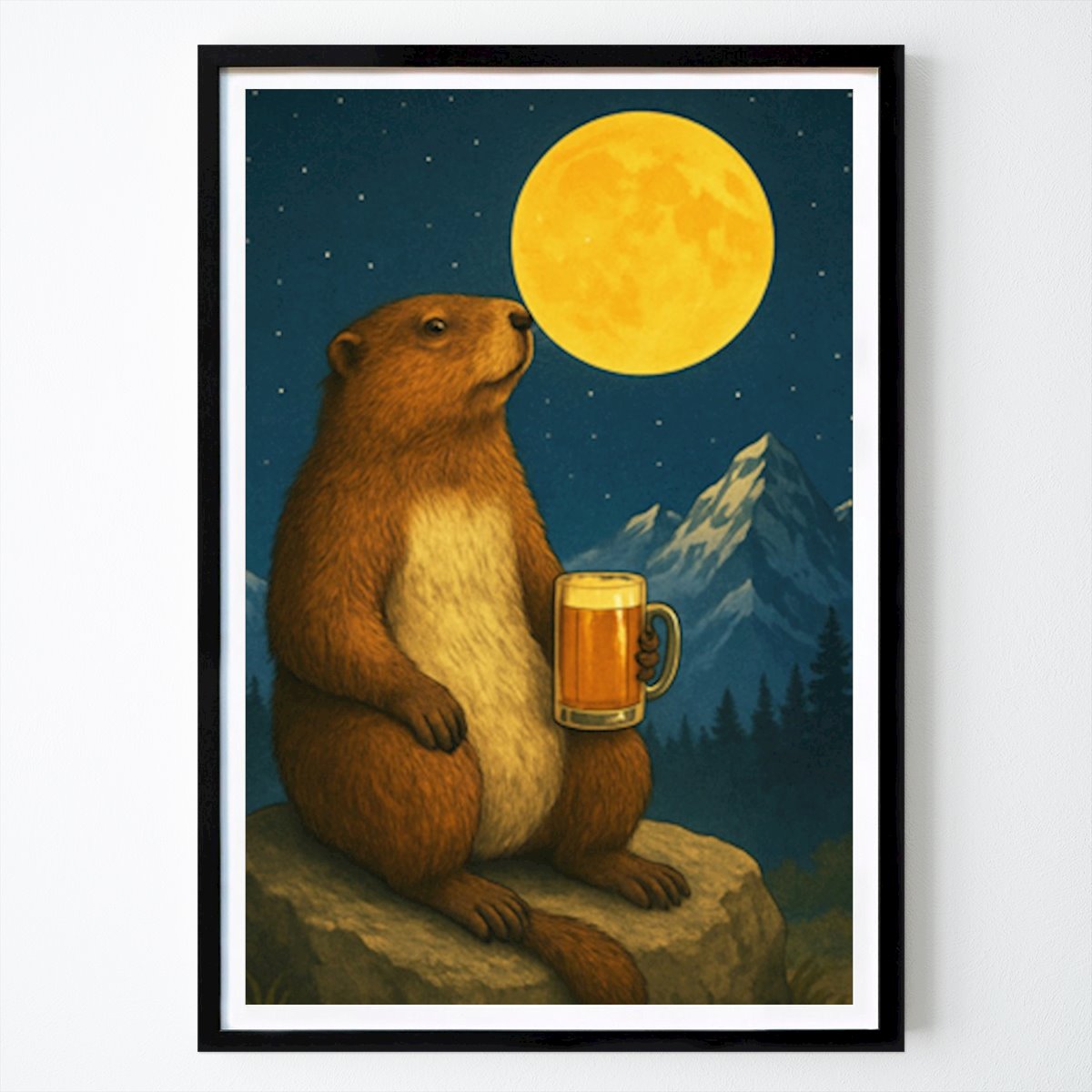 Illustration Poster: Meerschweinchen im Mondlicht von Gendex.rudy