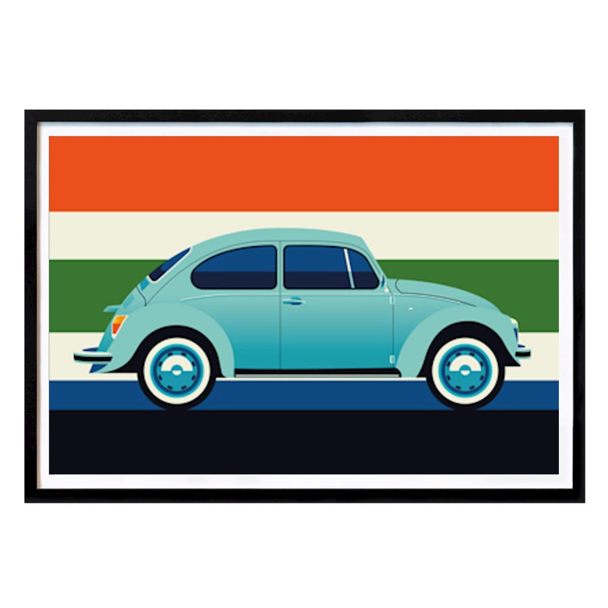 Retro & Vintage Poster: Mint-colored vintage car by Bo Lundberg
