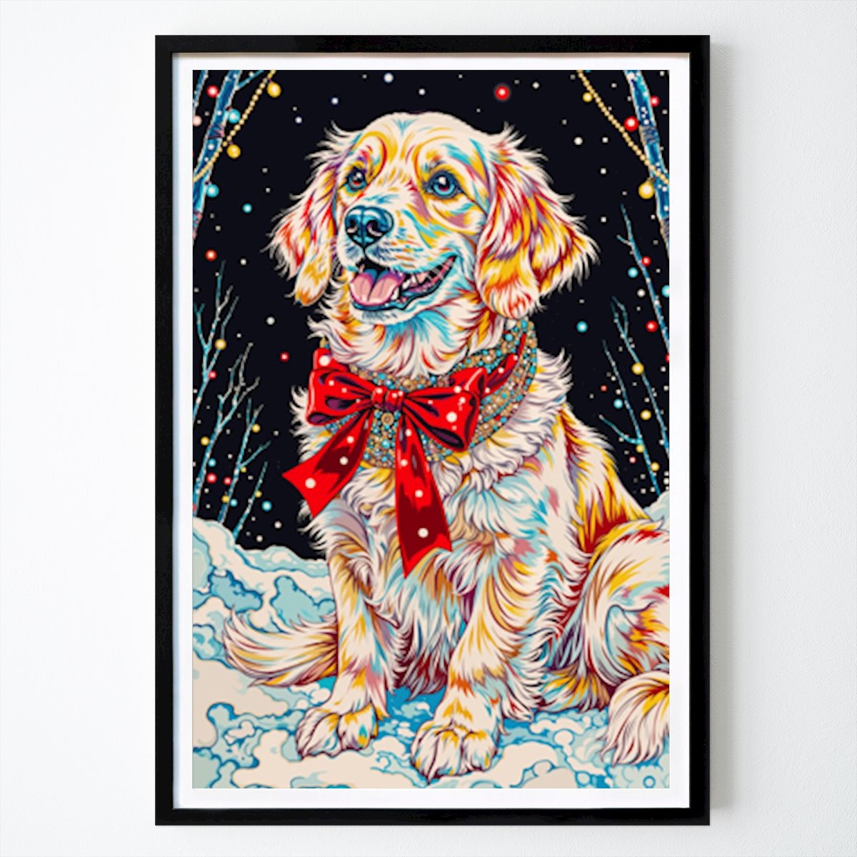 Places & Cities Poster: Festive Golden Dog in Winter W by Ryan TW