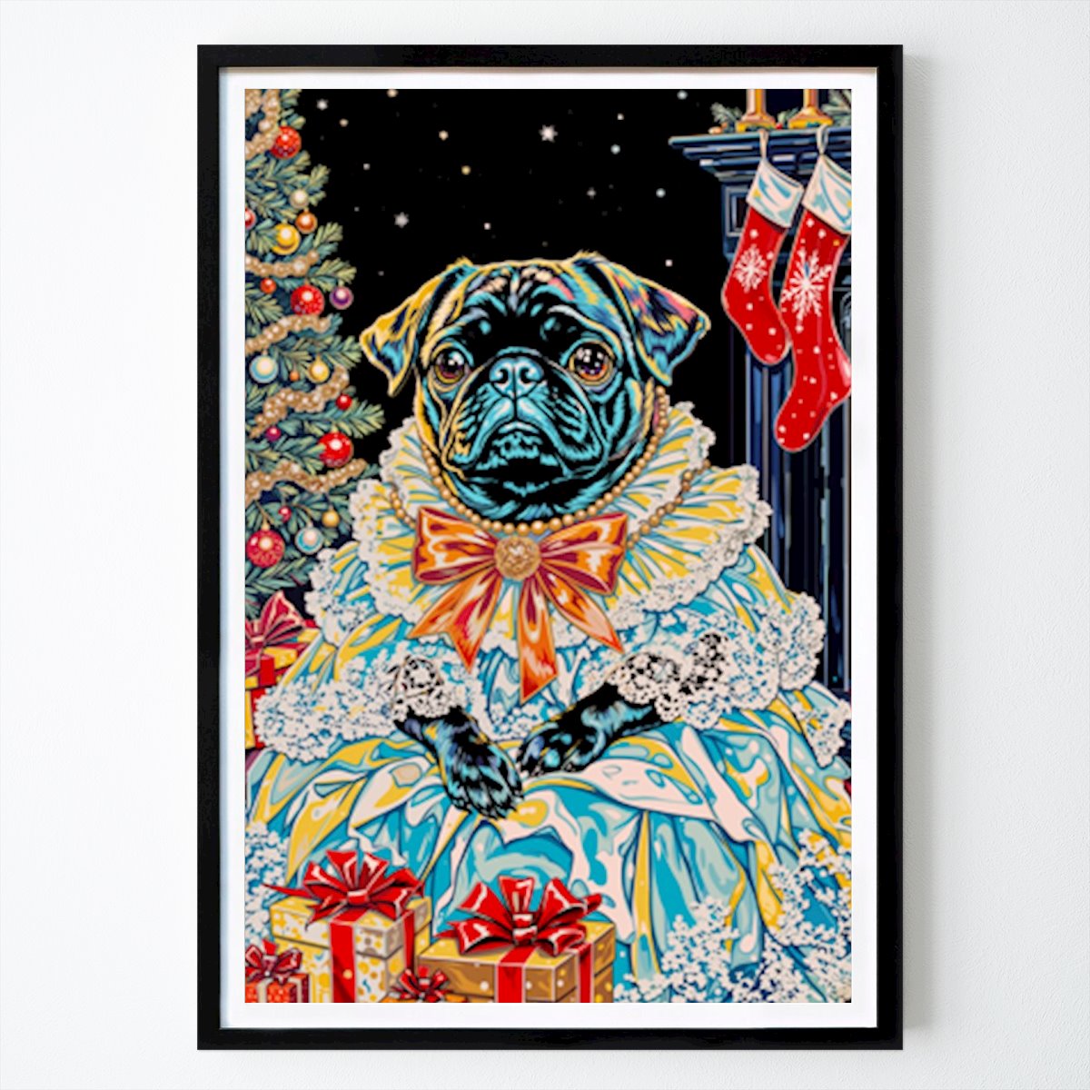 Eläin Juliste: Regal Pug in Holiday Dress tekijänä Ryan TW