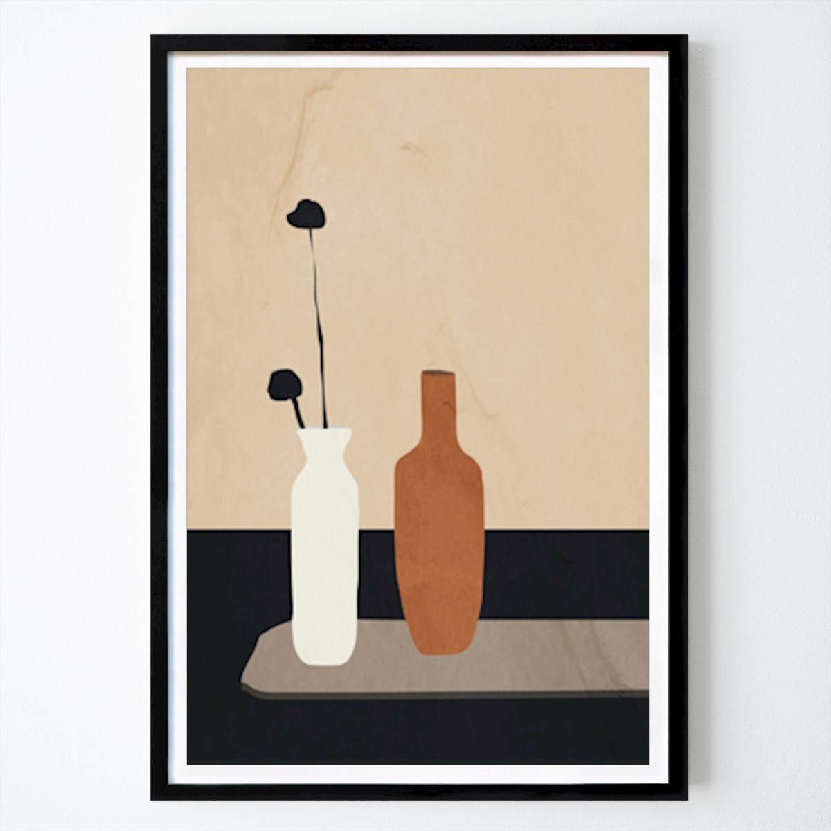 Taide Juliste: Vases With Stylized Leaves tekijänä ThingDesign