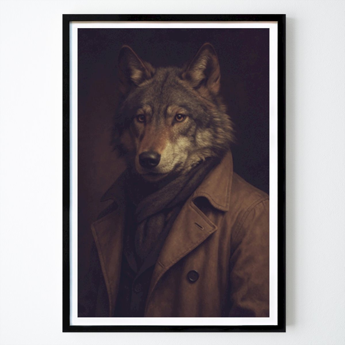 Natuur Poster: Wolf in de trenchcoat van Dmitriy Zakharov