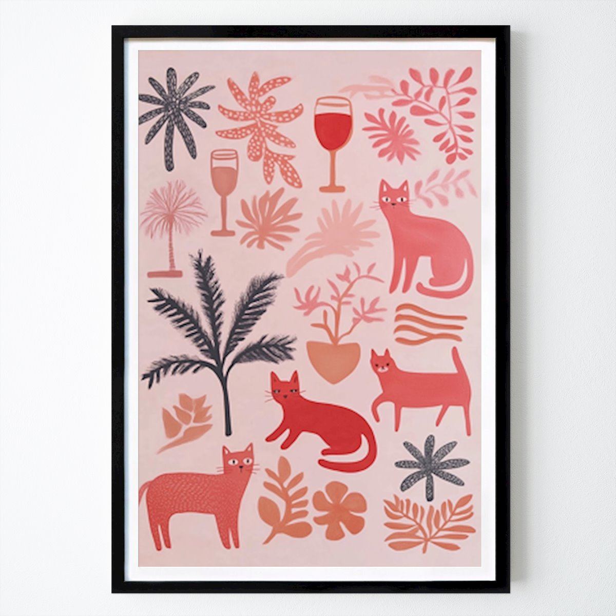 Animal Affiche: Les chats et le vin font que tout va bien par Kattfabriken