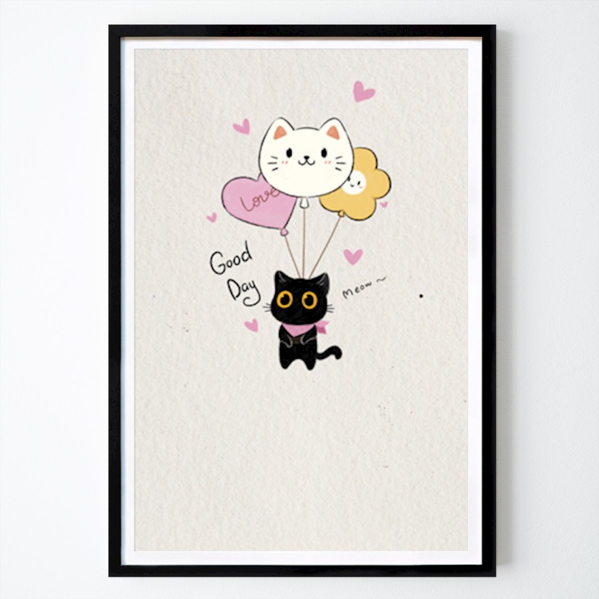 Ilustración Póster: Balloon Cat Bliss de Xuan Thai