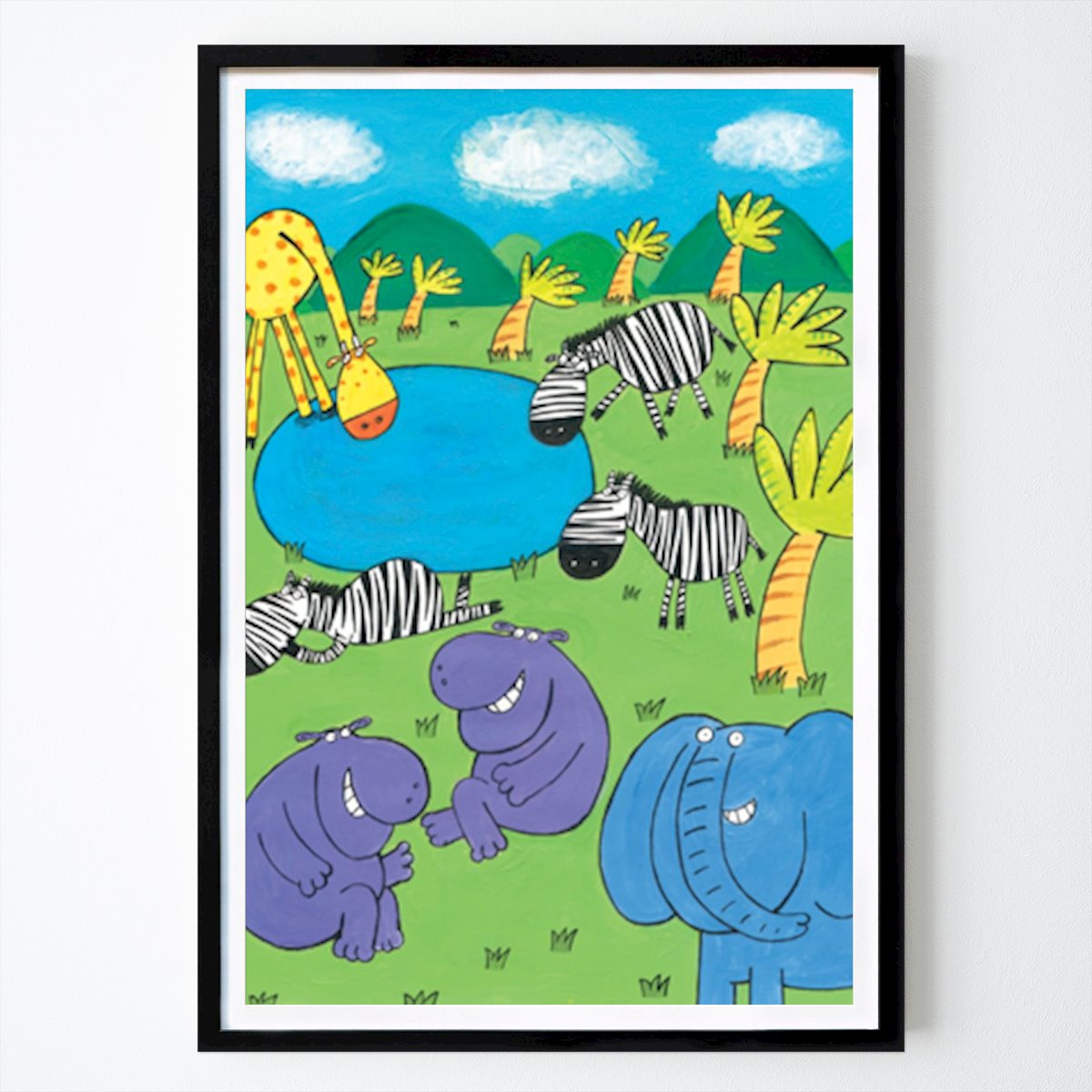 Zwierzę Plakat: Jungle Animals At The Watering Hole autorstwa Carla Daly