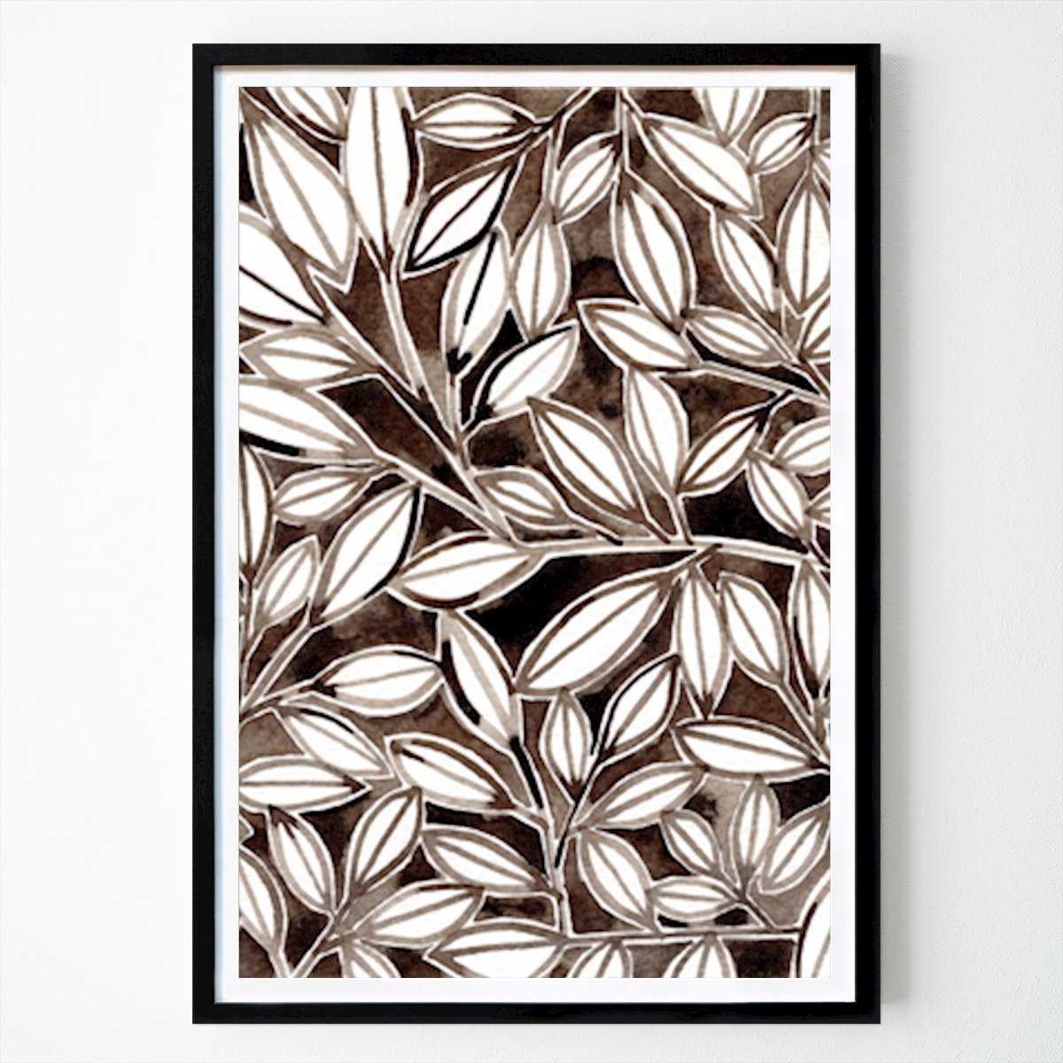 Flores & Plantas Poster: Black & White Leaves de Susan Black