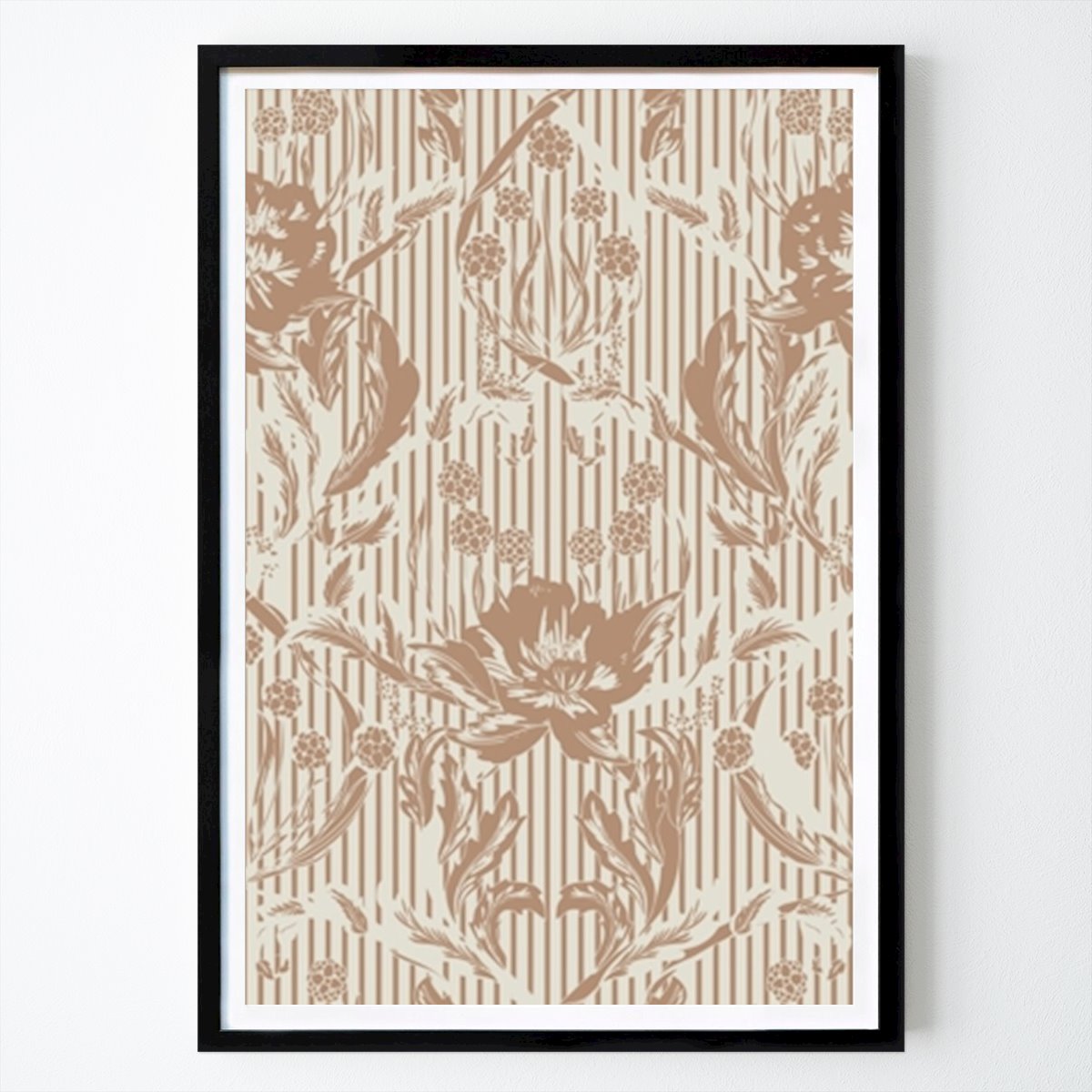 Arte Poster: Floral Heritage Morris monochrome stripes mocha mousse pattern di Annick
