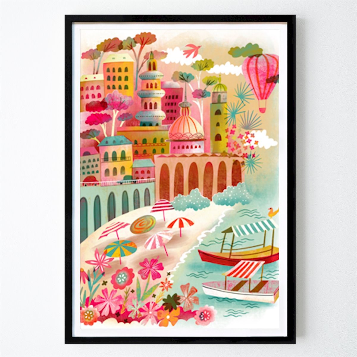 Italia Poster: Amalfi Coast Summer View Hot Air Balloon di Uta krogmann
