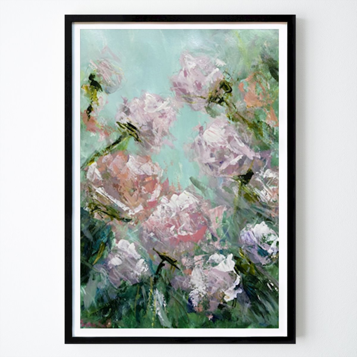 Kitchen Poster: Floral Brushstrokes in Pink and Green by Emma Bell