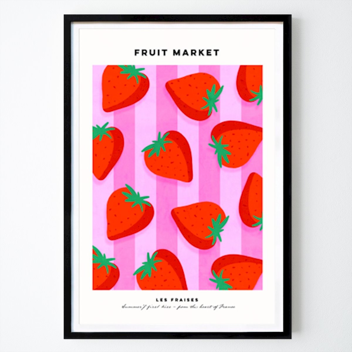 Kitchen Poster: Fruit Market Poster - Fraises by Dominique Van Roey