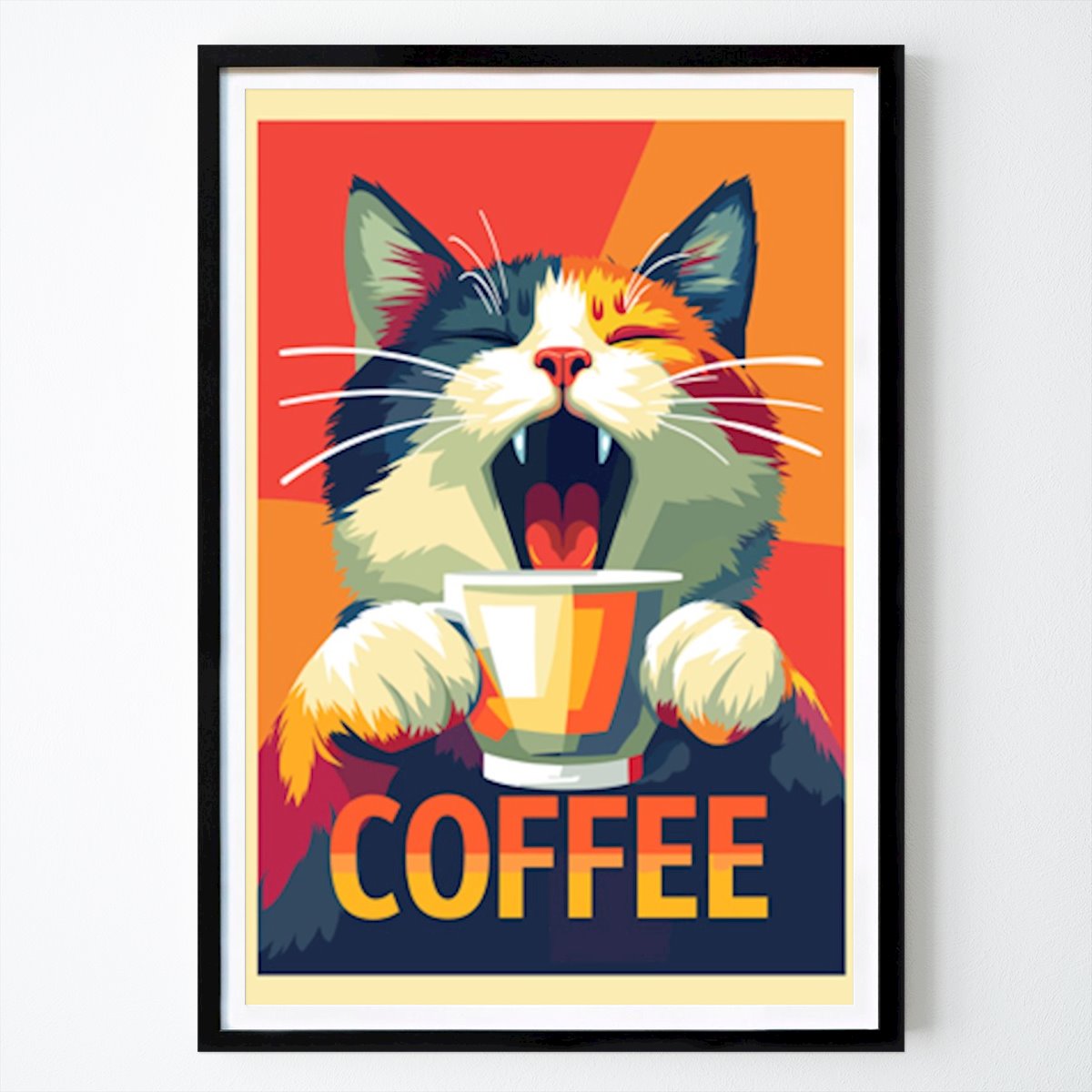Küchen Poster: Hellwache Katze braucht Kaffee von KingCup Vum