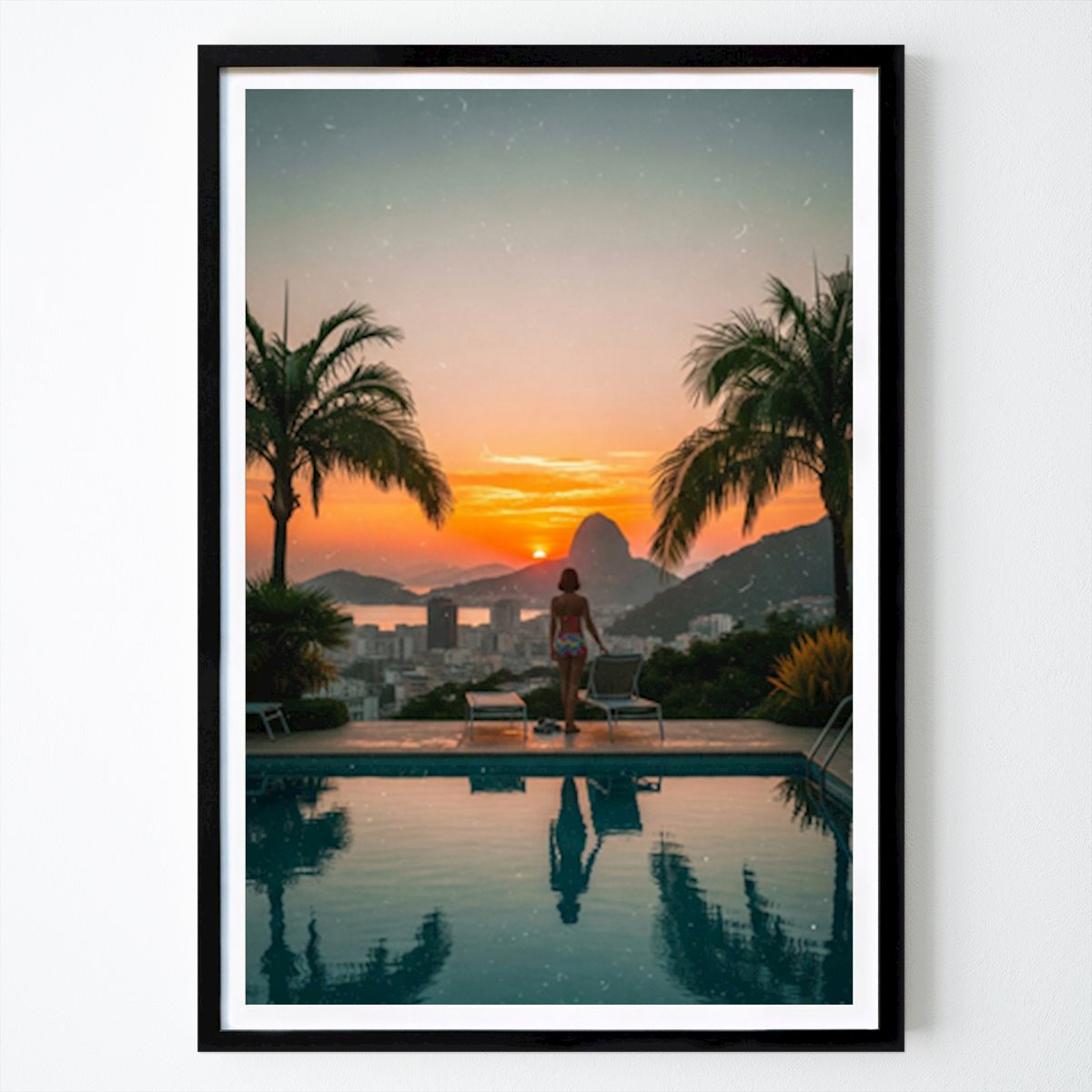 Natureza Poster: Rio de Janeiro Pôr do sol à beira da piscina de The Museum Shop