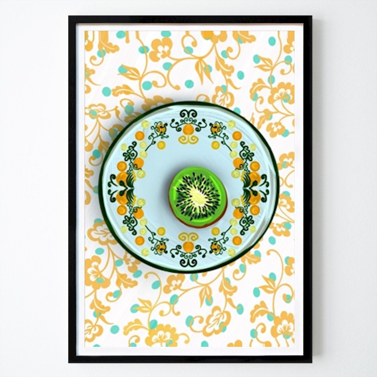 Retro & Vintage Poster: Kiwi on Decorative Plate by Sara Johansson