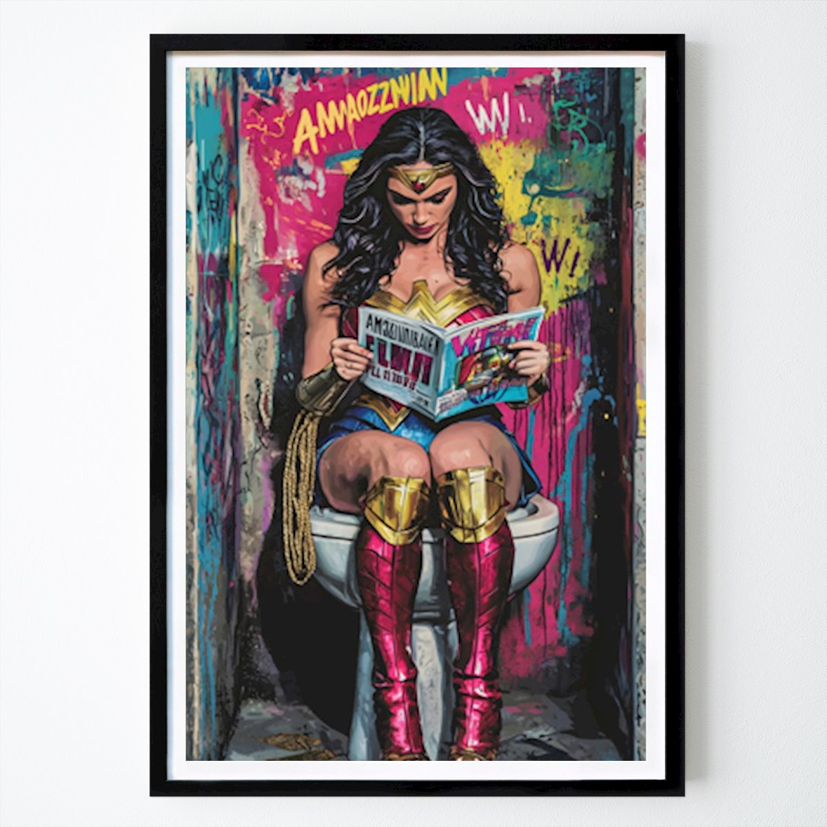 Pop Art Affiche: Toilette drôle en mode super chasse d’eau par SuZukaki