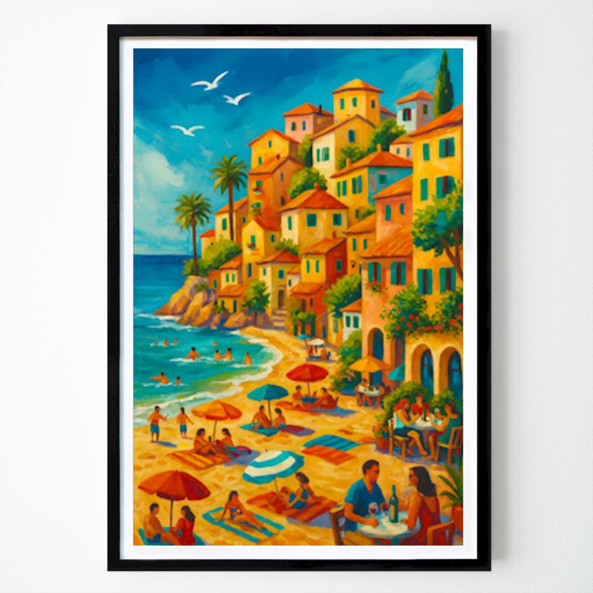 Nature Poster: Mediterranean Summer Town by David Godbehere