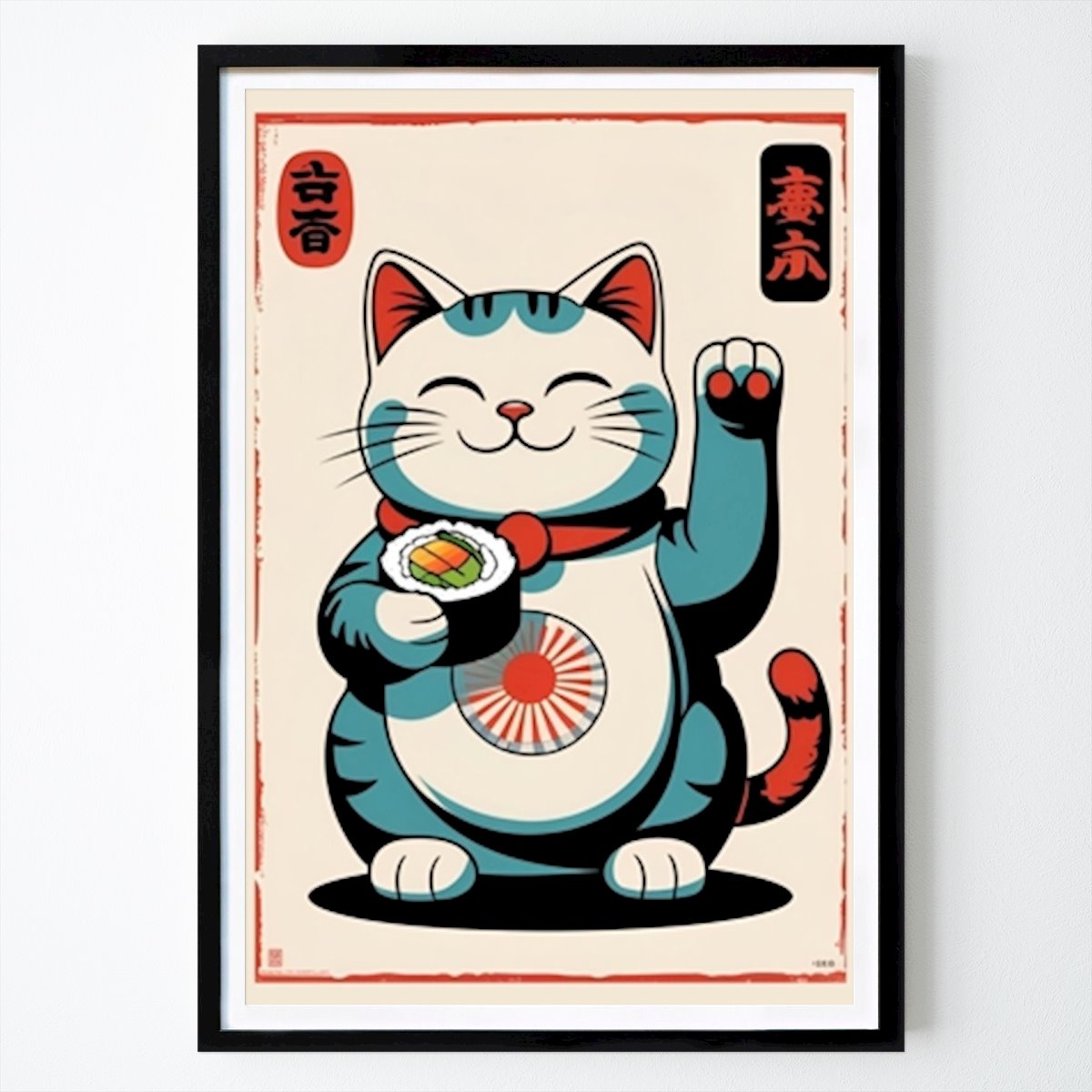 Pop Art Plakat: Lucky Sushi Cat – Japończyk autorstwa Laurence Paquette