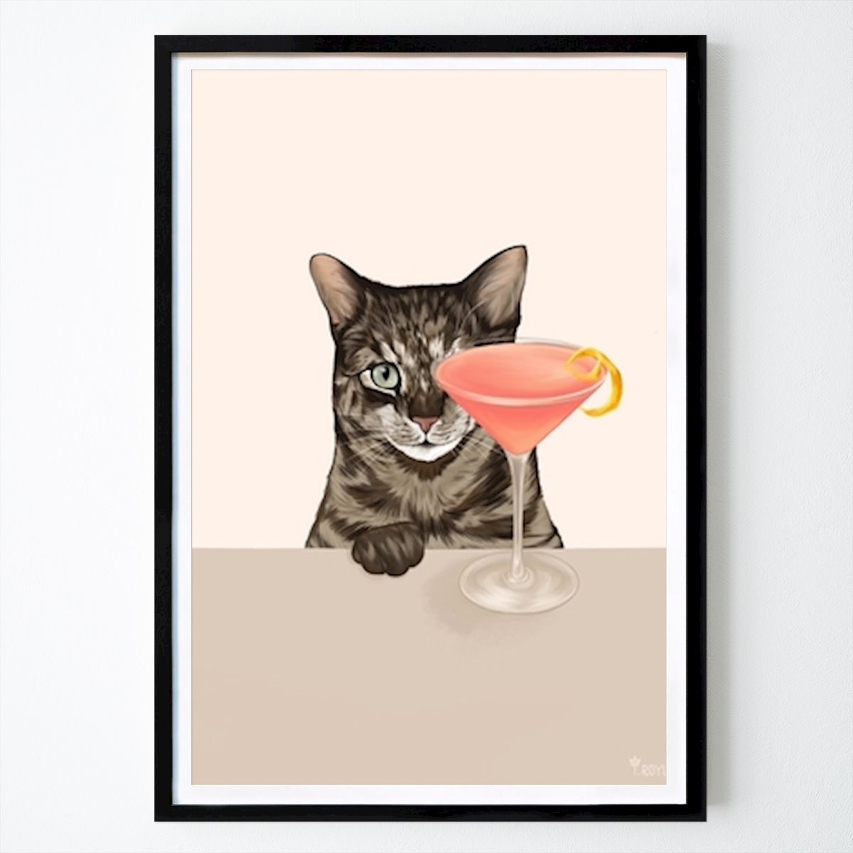 Állat Poszter: Tabby Cat with Cosmopolitan Cocktail Tara Royle által