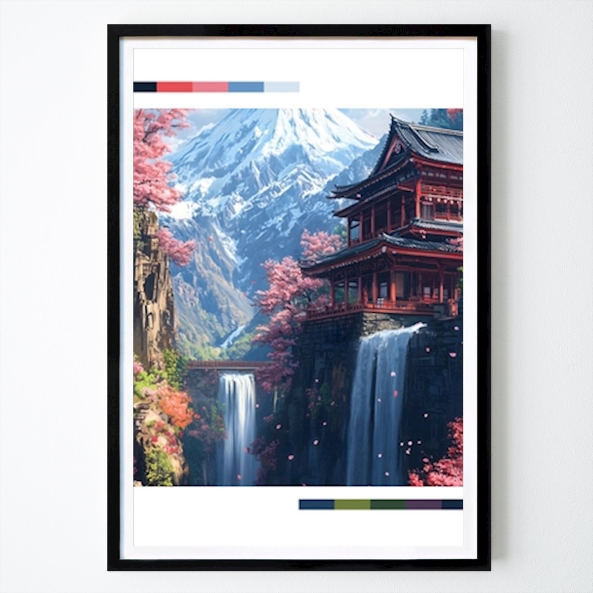 Botanical Poster: Japanese Temples Sakura Paint by Zept Dart