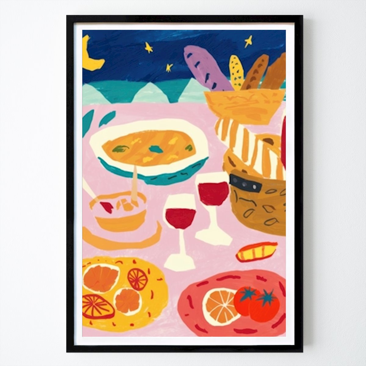 Kitchen Poster: Moonlit Picnic Feast by Sarah Valestein