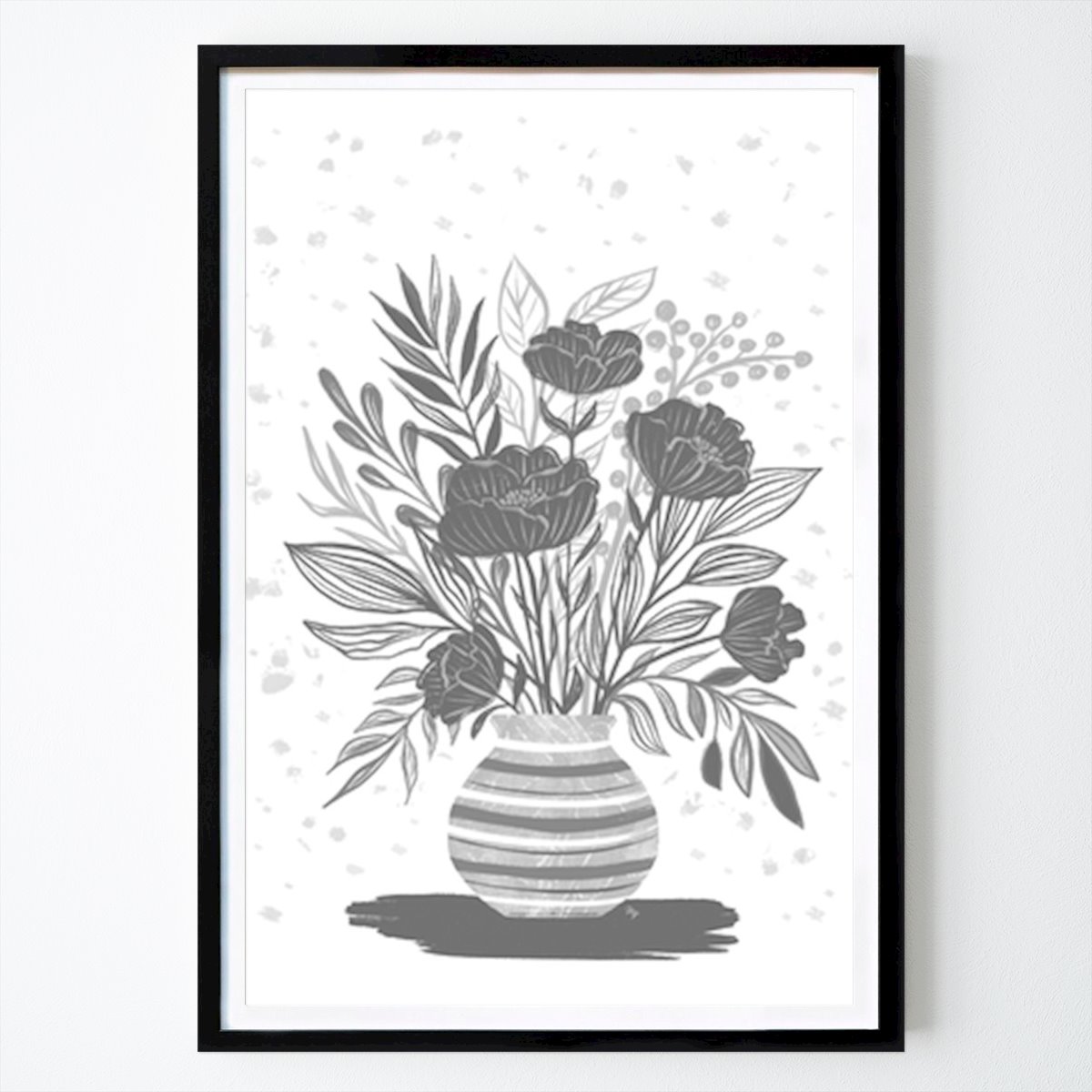 Művészet Poszter: Monochrome Floral Elegance Martina által