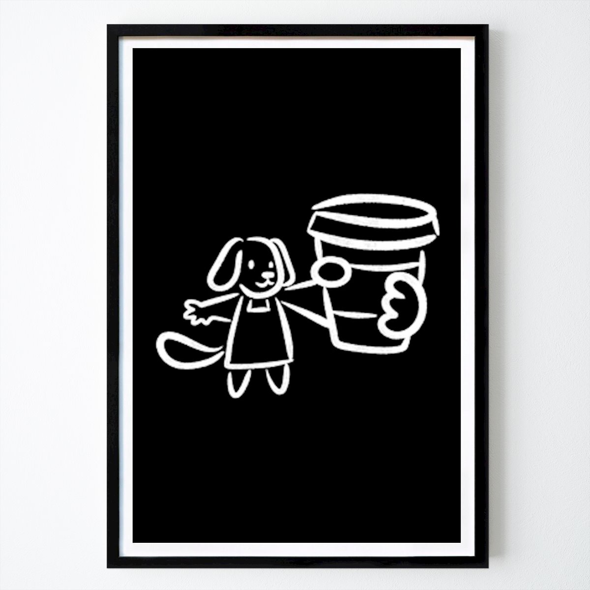 Kök Poster: Nyckfull valp med en blomkruka av Bauhausan