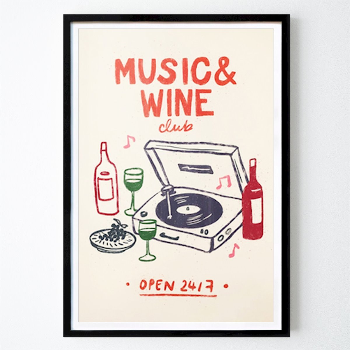 Retro & Vintage Poster: Vinyl Vibes: Das 24/7 Music & Wine Club Erlebnis von Cinematic Meme