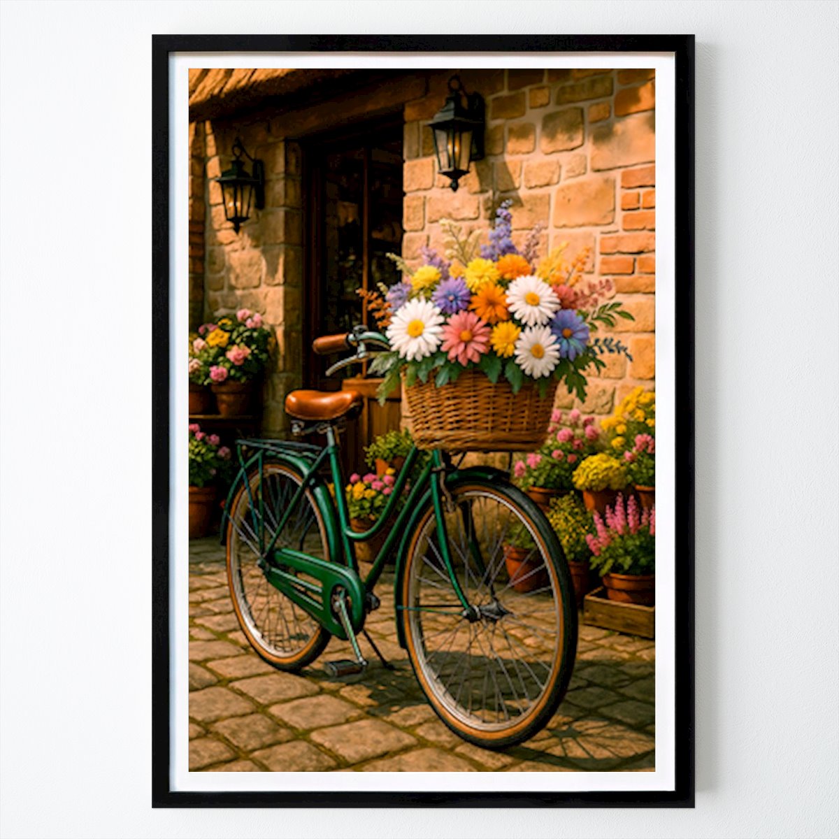 Retro & Vintage Plakat: "ÆSTETISK TUR" (VINTAGECYKEL OG BUKET BLOMSTER)" av Agus Ramli