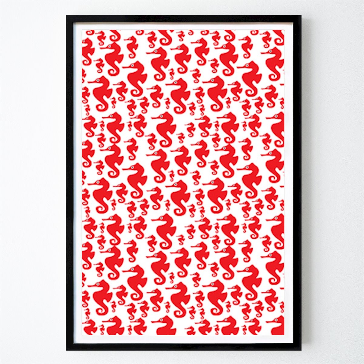 Botanisk Poster: Mönster för röda sjöhästar av Baobab Printstore