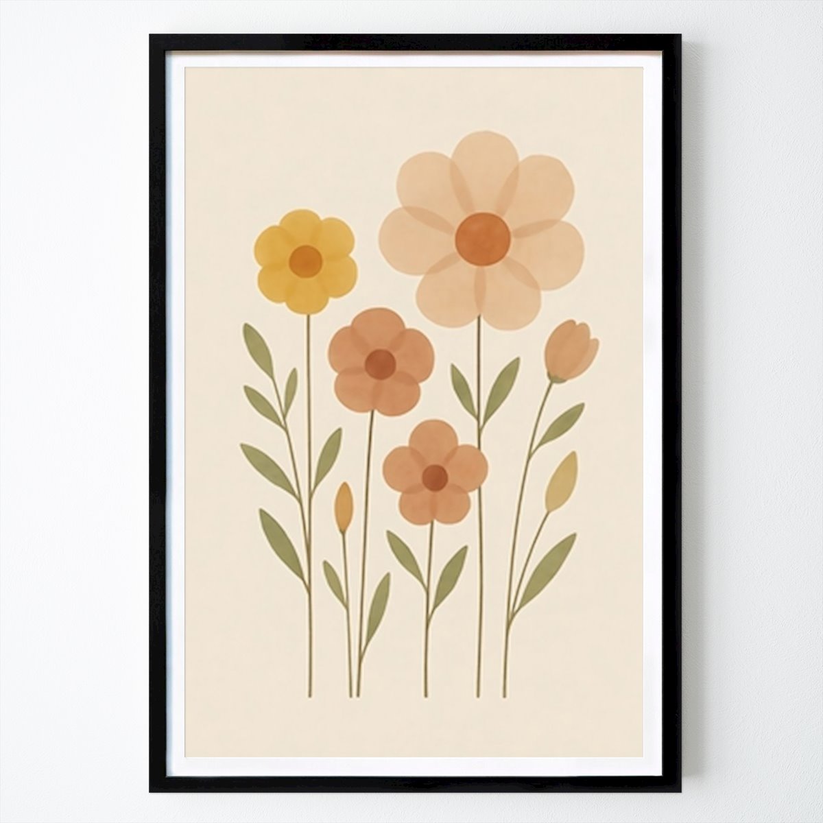 Rétro & Vintage Affiche: Murmure en terre cuite : étude minimaliste de fleurs sauvages par Reza Febrian