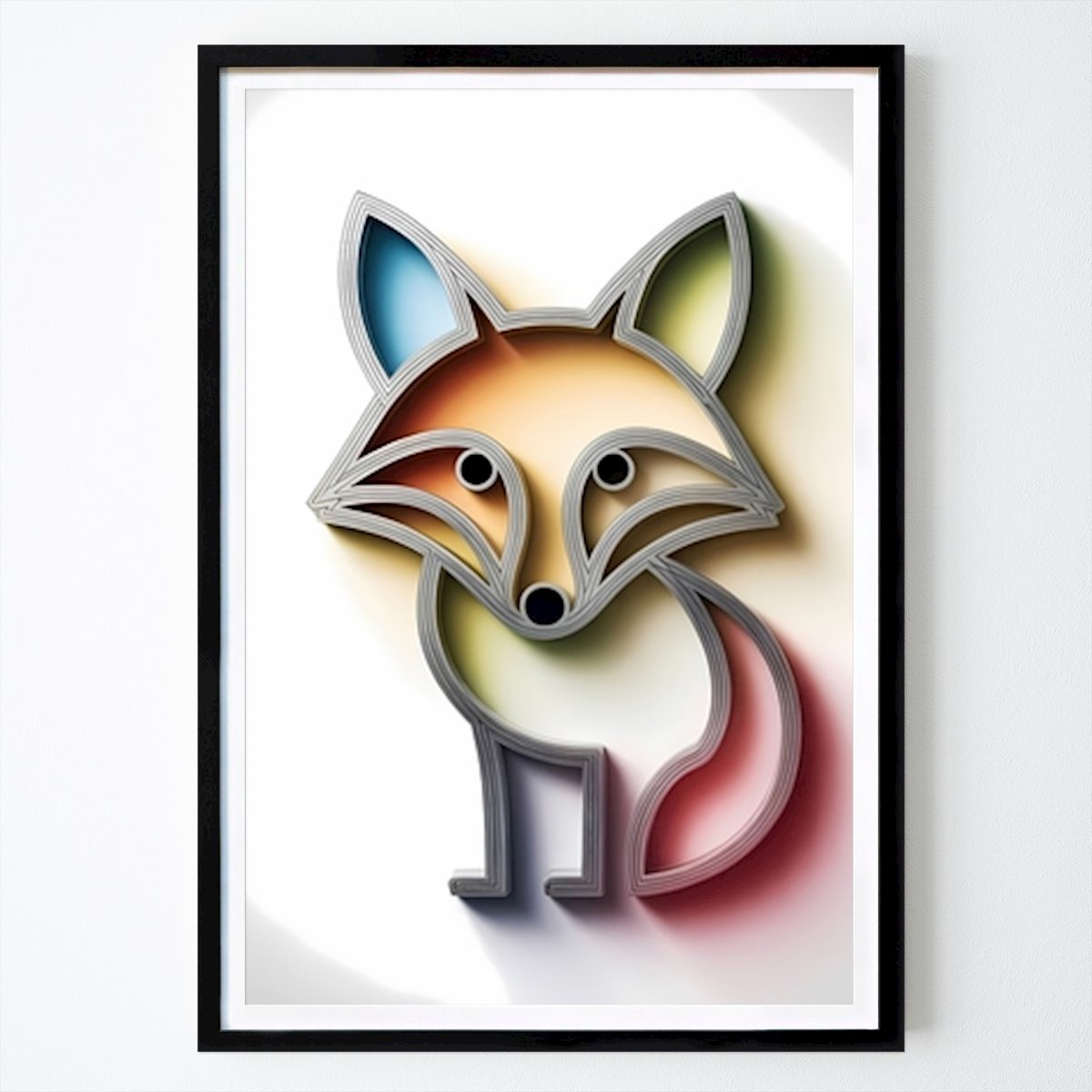 Illustration Affiche: Illustration fantaisiste de renard : un mélange ludique de couleurs et de lignes par Zola aditya