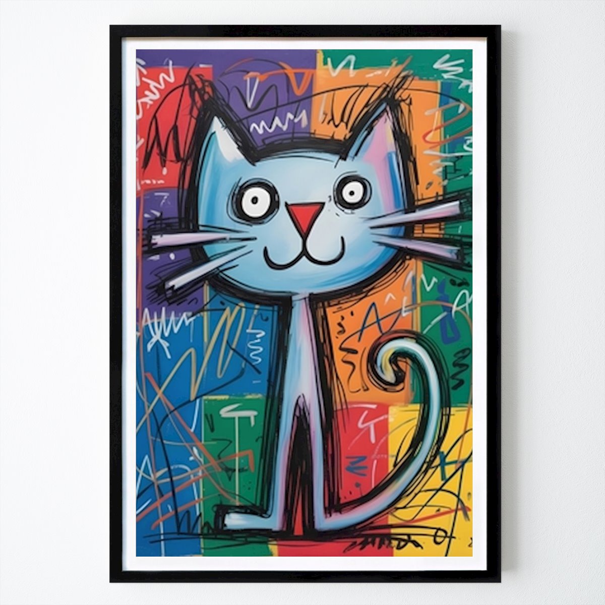 Animals Poster: Whimsical Blue Cat: A Playful Pop Art Creation by Zola aditya