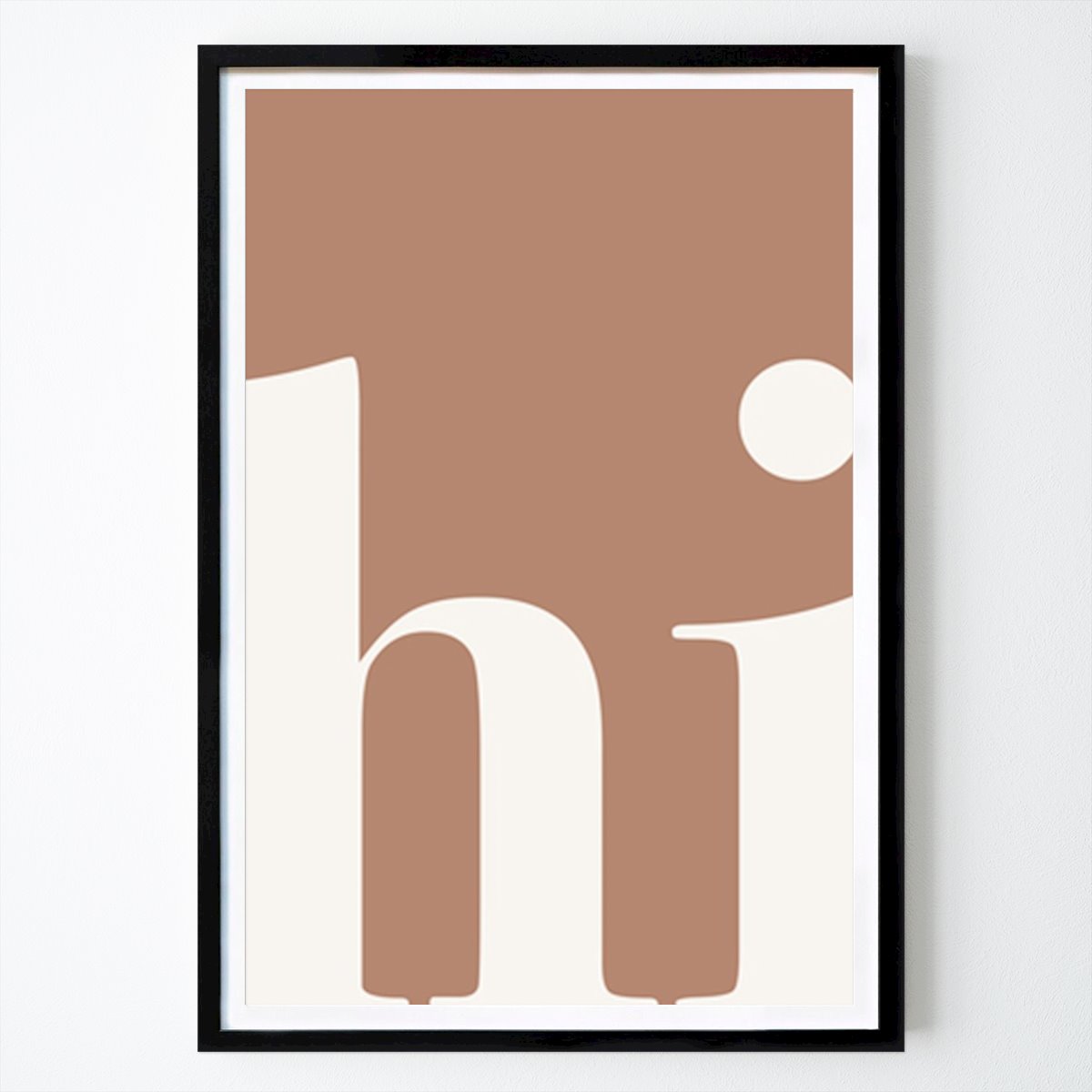 Abstract Poster: Warm Minimalism Poster – “hi” Typography in Mocha Mousse & Soft White by Pulse of Art