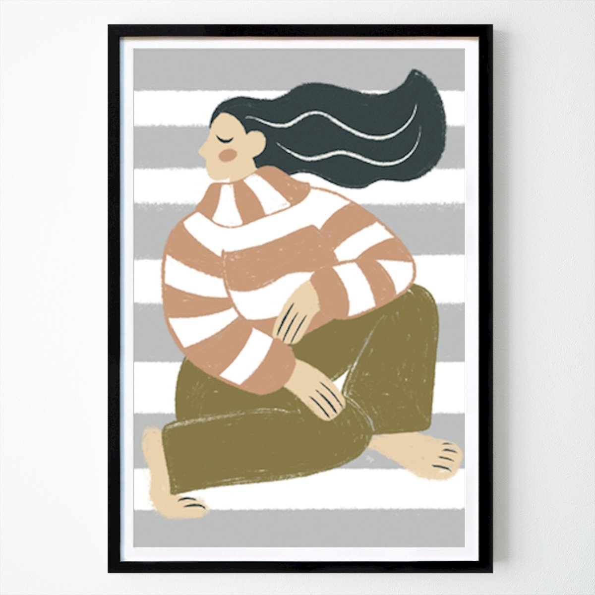 Illustration Poster: Stripes and a girl by Martina