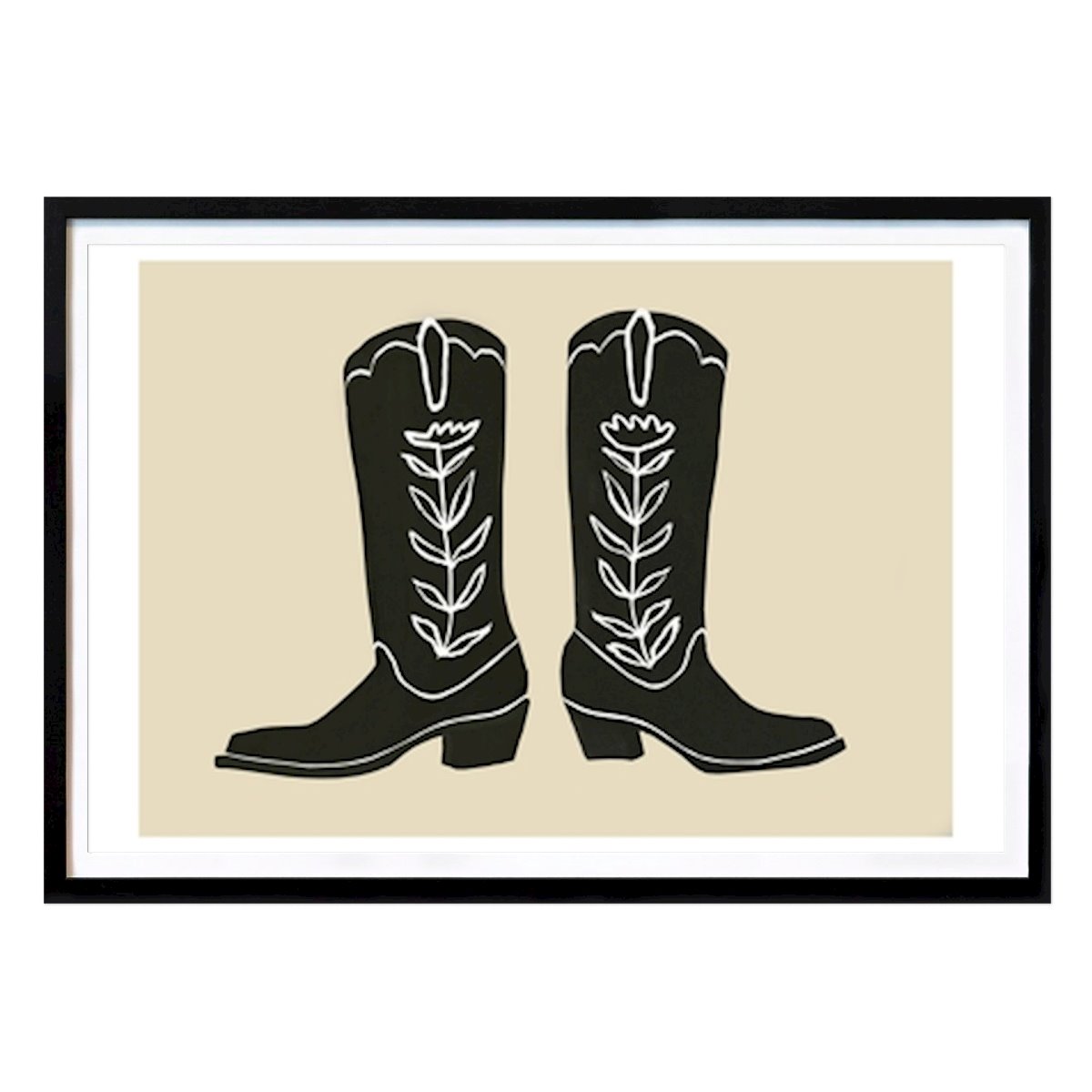 Black & White Poster: Cowboy Boots by Julia hallström hjort