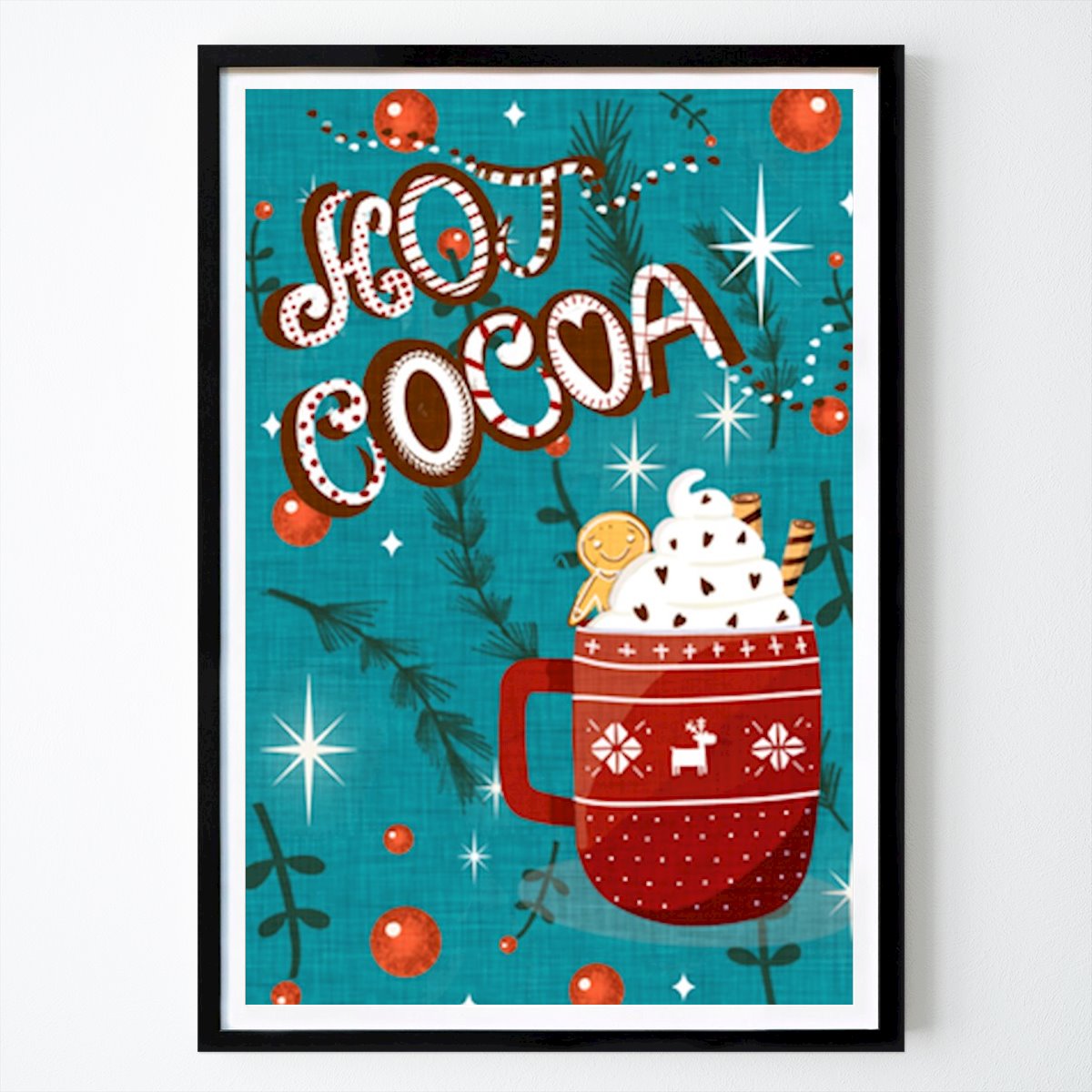 Retro & Vintage Poster: Heißer Kakao Retro Weihnachten von Susana Costa