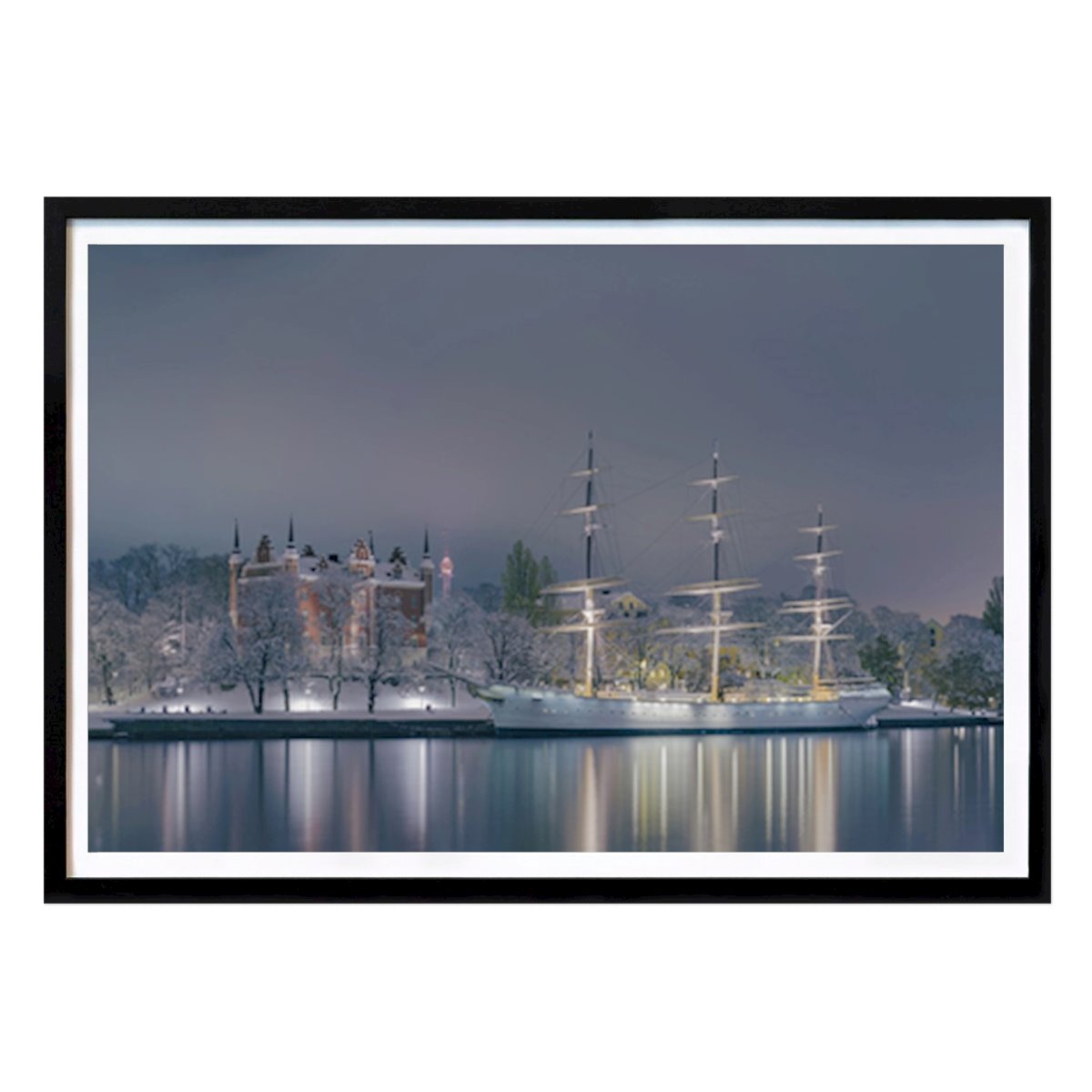 Places & Cities Poster: Skeppsholmen a snowy night by Joakim Thornéus
