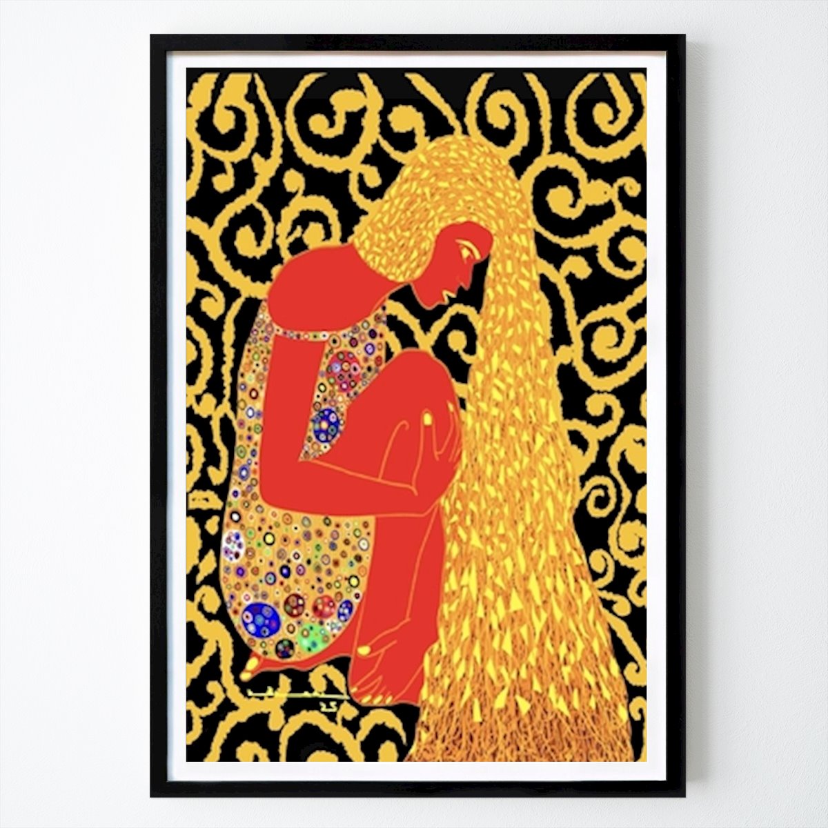 Abstrato Poster: Golden Reverie: Uma Interpretação Moderna da Arte de Gustav Klimt de Ahmed Köksal Guven