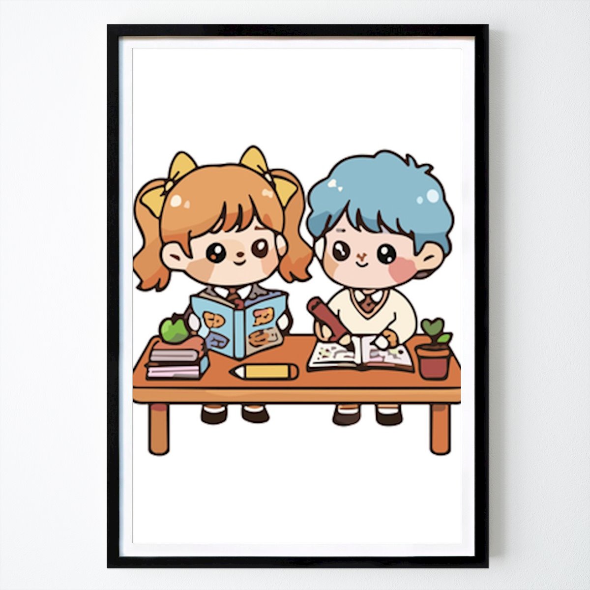 Botanical Poster: Adorable Study Buddies: A Colorful Classroom Scene by Edna Fay
