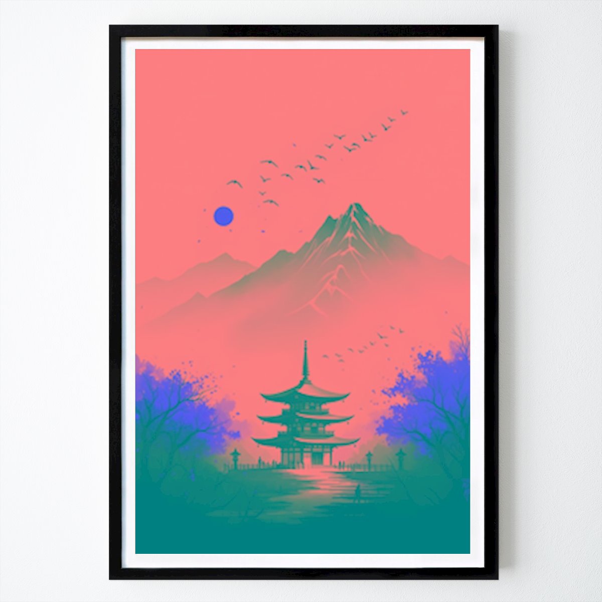 Places & Cities Poster: Serenity in the Shadows: A Japanese Landscape by Ririn Sundari