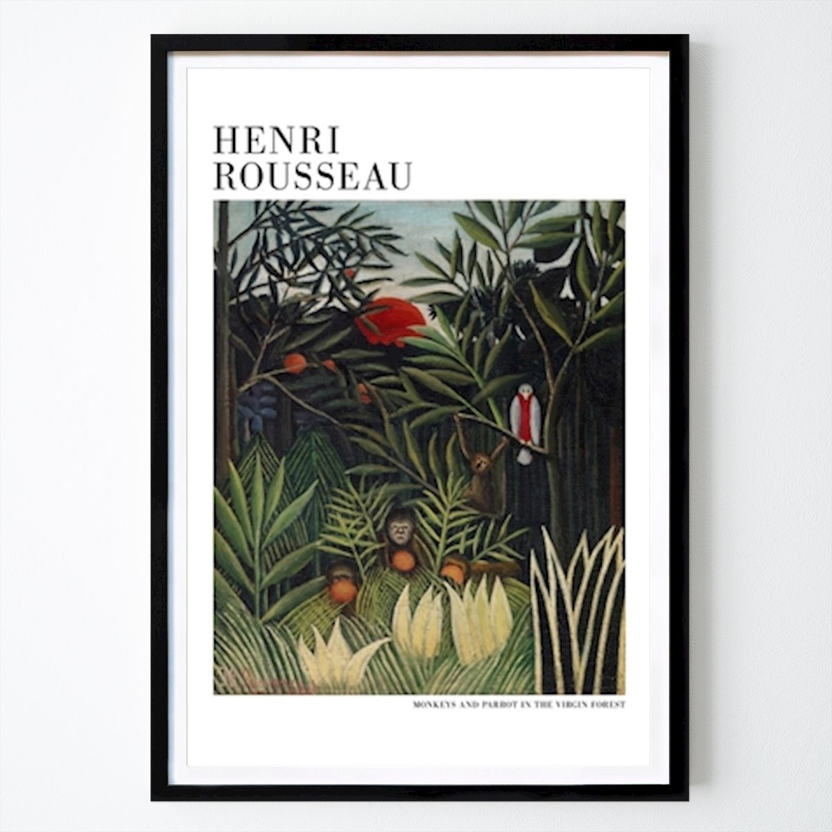 Animal Affiche: Singes et perroquets dans la forêt vierge par Henri Rousseau