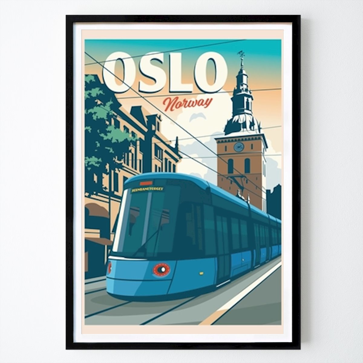 Oslo Poster: Retro- style travel poster: Oslo's New Tram by Ruth Sparkes