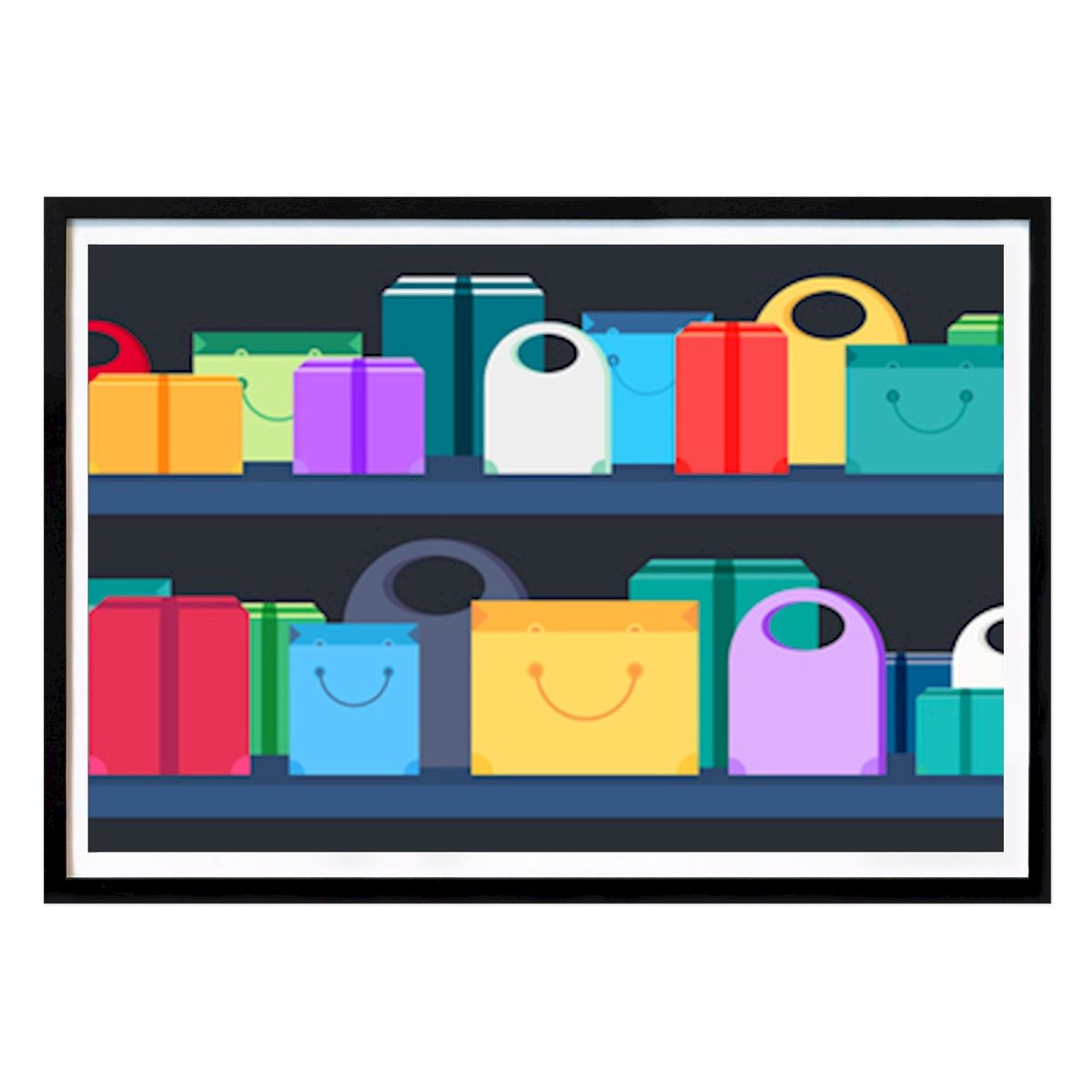 People & Portrait Poster: Whimsical Gift Boxes: A Colorful Display of Cheer by Marika Barsrsind