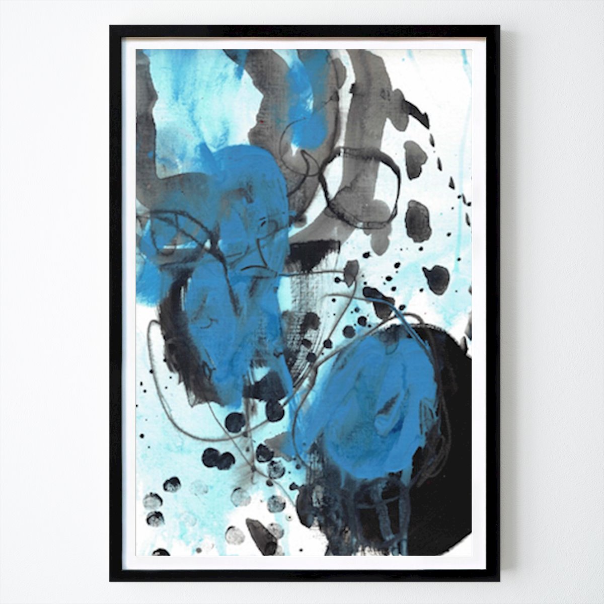 Abstract Poster: Abstract Expression: Blue and Black Harmony by Deb Chaney