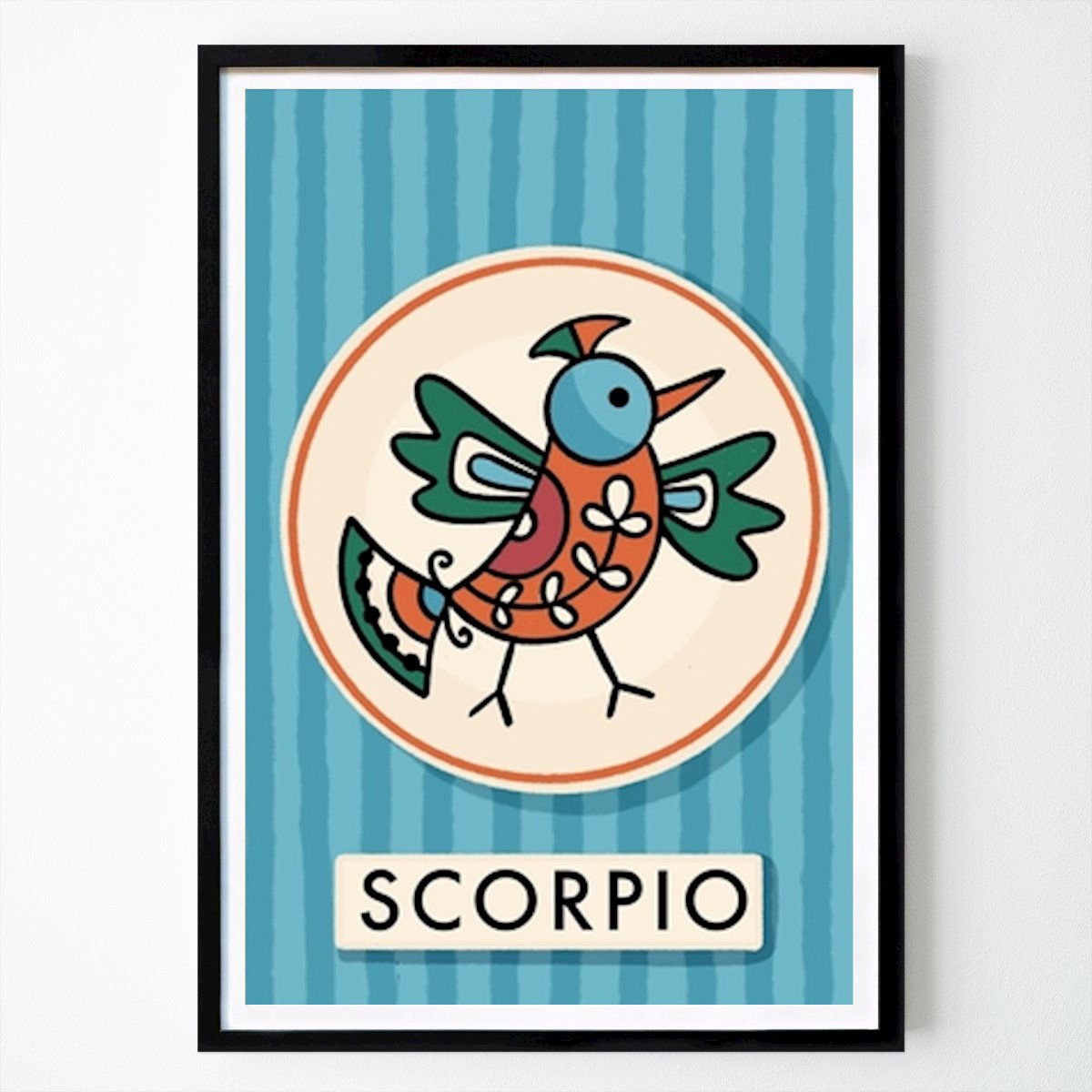 Illustration Poster: Whimsical Scorpio: A Colorful Zodiac Bird by Nidhi Kachhadiya