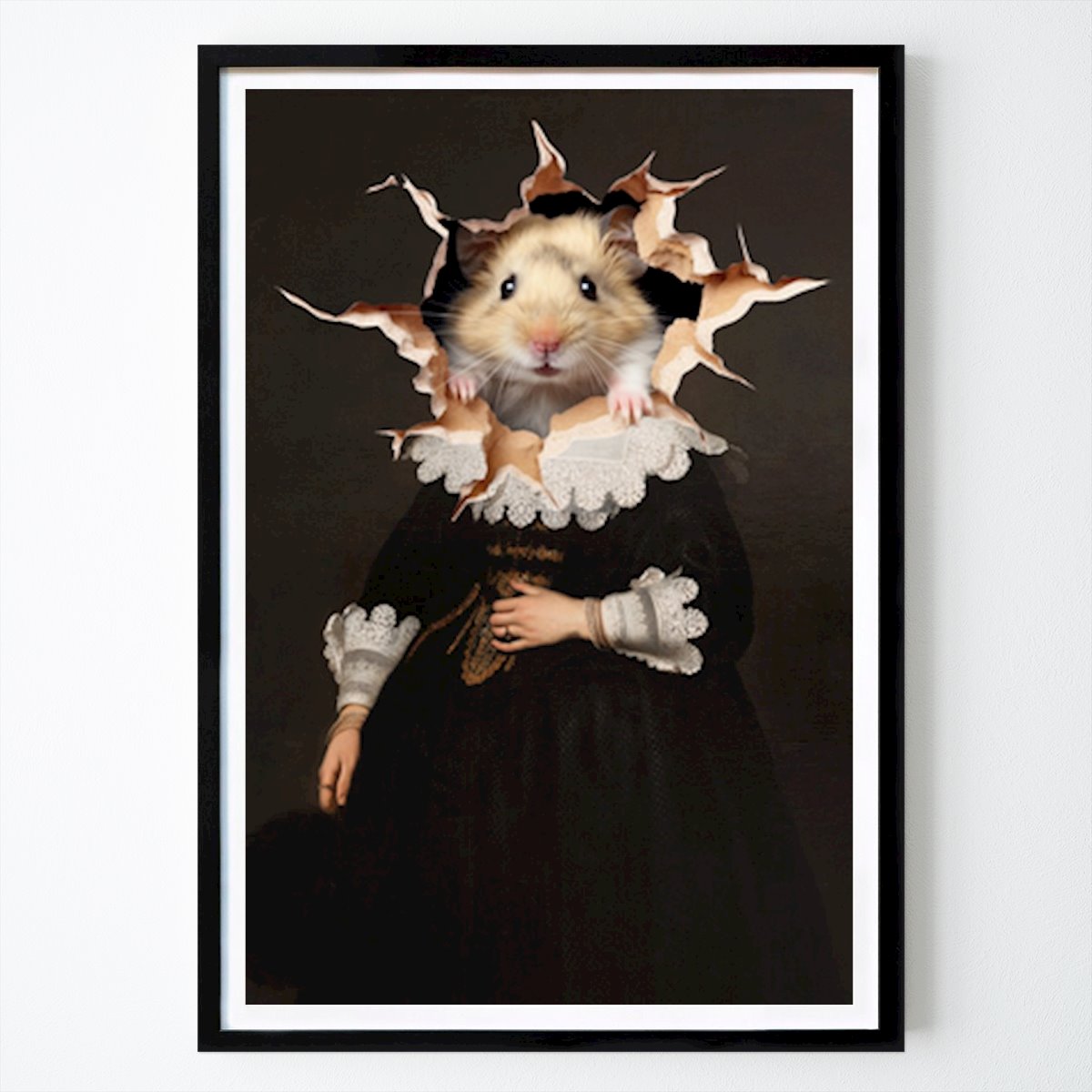 Retro & Vintage Poster: Classic Portrait with a Whimsical Twist: Hamster in a Historical Frame by Marja van den Hurk