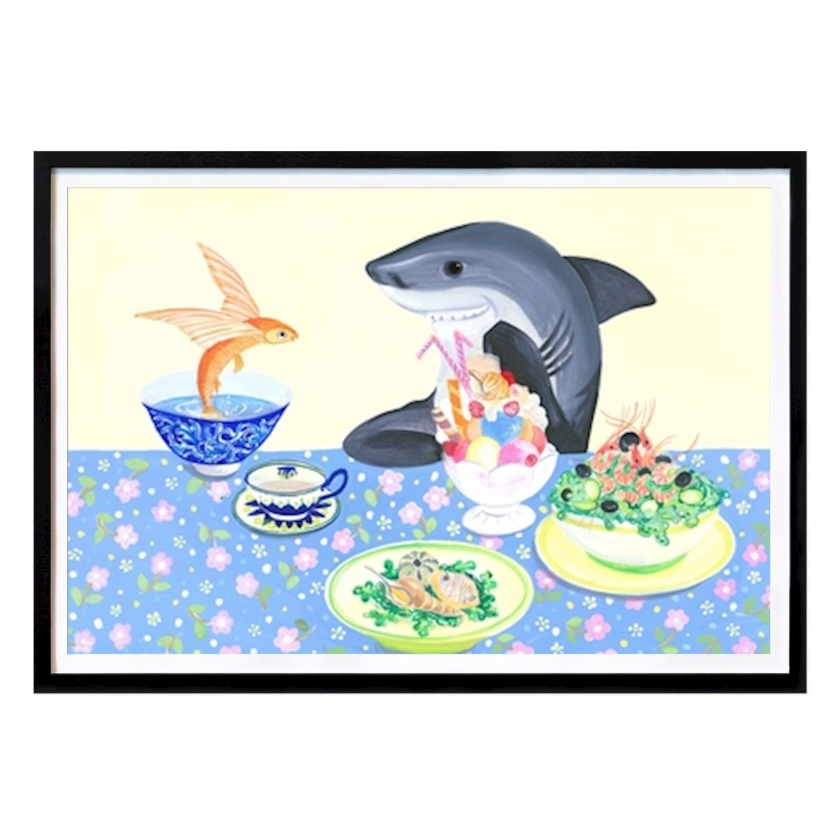 Ilustración Póster: Banquete Caprichoso: La aventura culinaria de un tiburón de Isabelle Brent