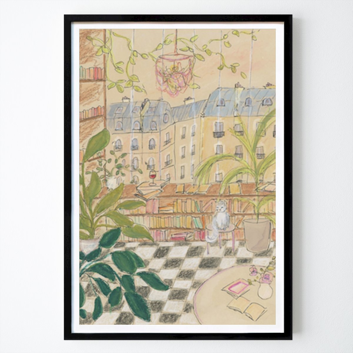 Botanical Poster: Cozy Parisian Reading Nook by Katharina Puritscher