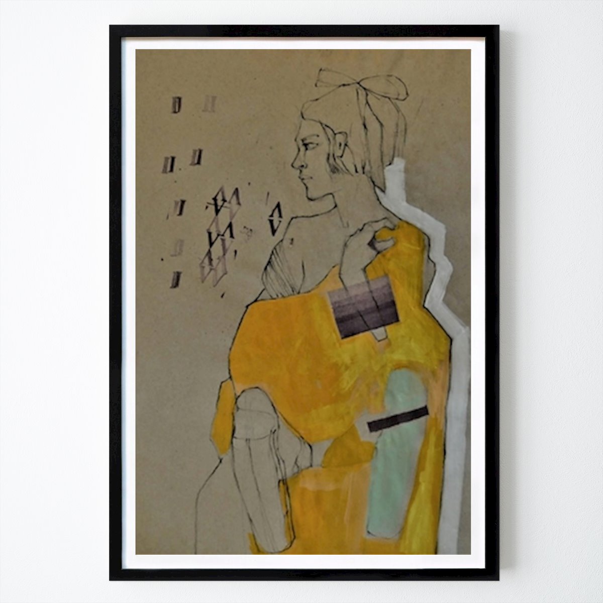Abstract Poster: Abstract Elegance: A Modern Portrait in Mixed Media by Doris Schmitz